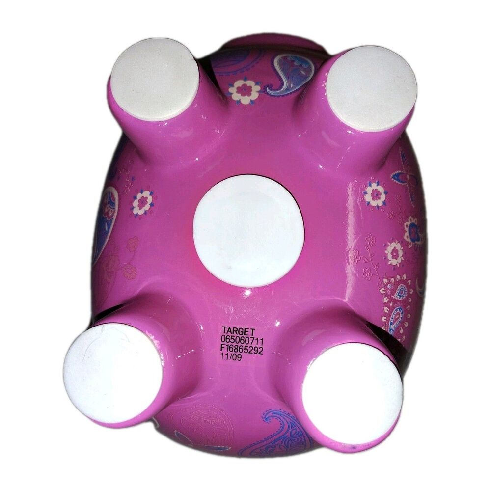 Vtg 2009 Large 8" Long Bright Pink Floral Ceramic Piggy Bank Target - Picture 6 of 9